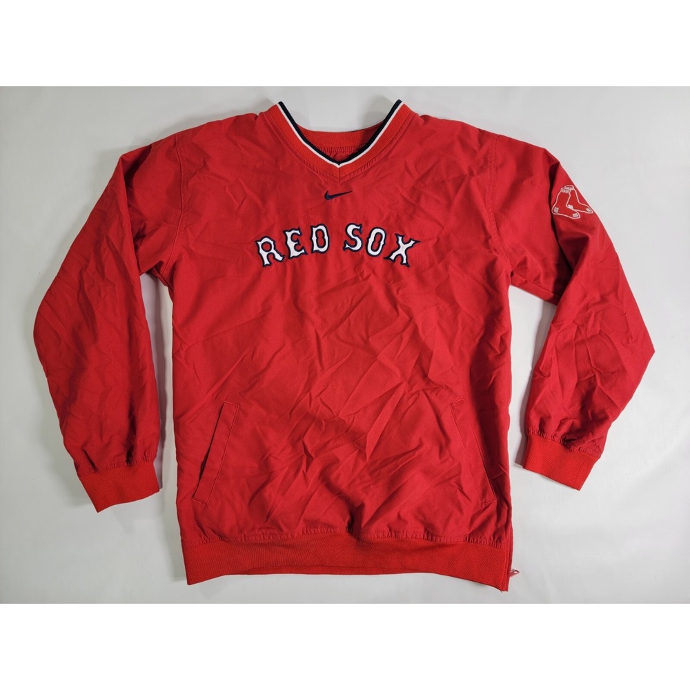 Vtg Youth Sz M Nike Boston Red Sox Center Swoosh Pullover Windbreaker Jacket EUC